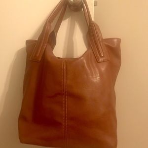 Brown faux leather tote